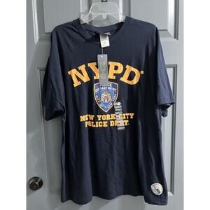 NWT NYPD T Shirt Men's X-Large New York City Police Dept Official Blue Cotton